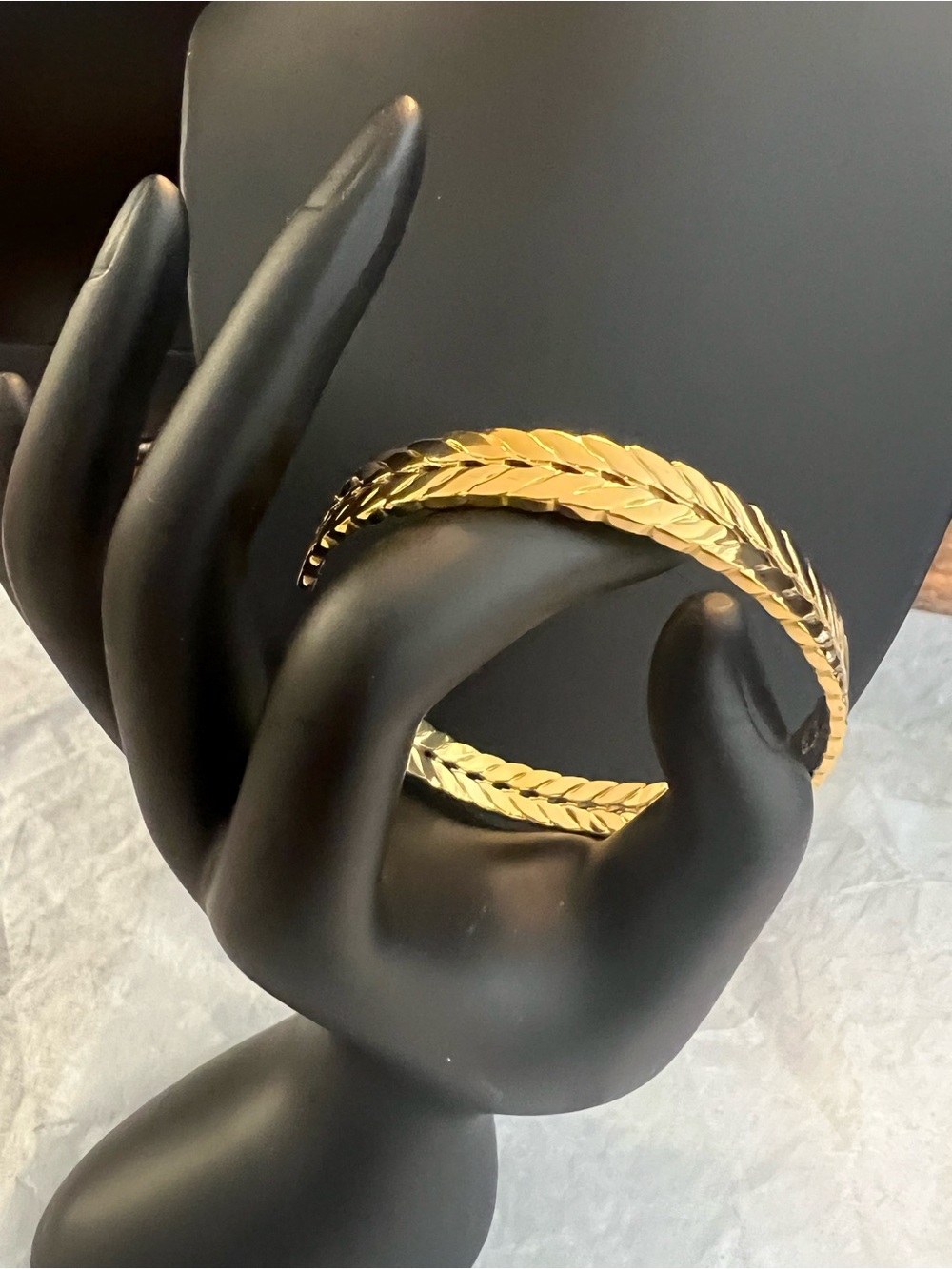 Gold Leaf Motif Open Cuff Bracelet NWT